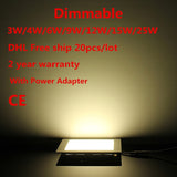 Dimmable LED Downlight 3W 4W 6W 9W 12W 15W 25W Recessed LED Ceiling Panel Light AC85-265V brightness adjustable 10 pcs