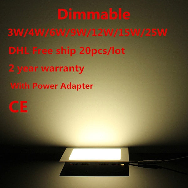 Dimmable LED Downlight 3W 4W 6W 9W 12W 15W 25W Recessed LED Ceiling Panel Light AC85-265V brightness adjustable 10 pcs