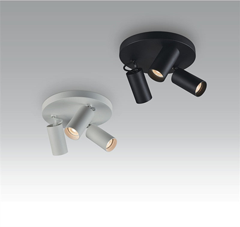 Dimmable creative three-head spotlight 7W/12W round led ceiling home living room surface mounted cob spotlight downlight