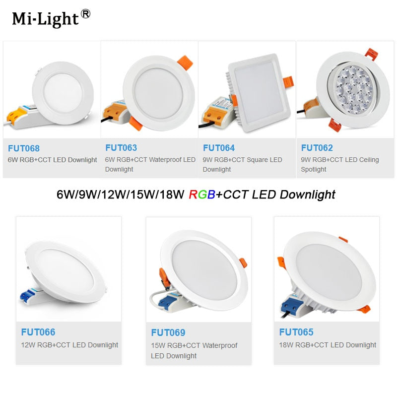 Miboxer 6W/9W/12W/15W/18W RGB+CCT LED Downlight Dimmable LED Ceiling Spotlight AC110V 220V FUT062/FUT063/FUT066/FUT068/FUT069
