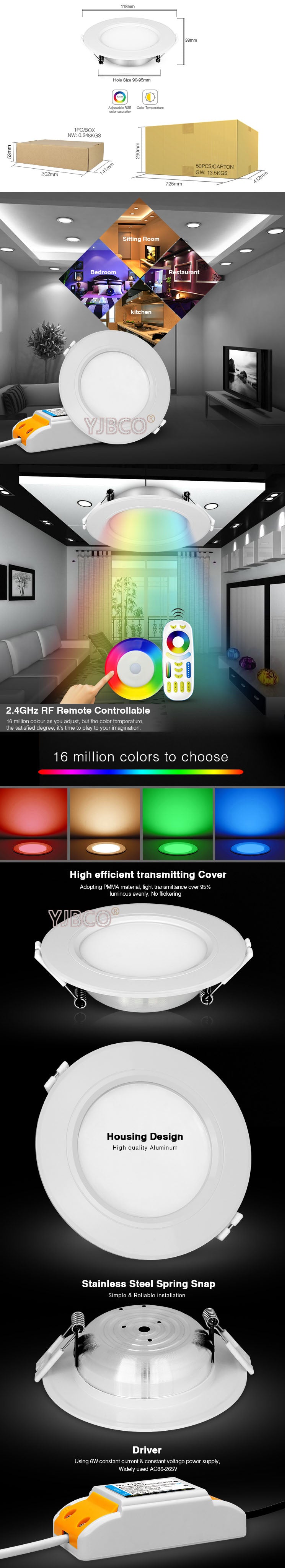 Miboxer 6W/9W/12W/15W/18W RGB+CCT LED Downlight Dimmable LED Ceiling Spotlight AC110V 220V FUT062/FUT063/FUT066/FUT068/FUT069