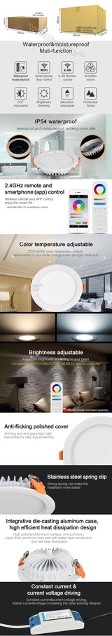 Miboxer 6W/9W/12W/15W/18W RGB+CCT LED Downlight Dimmable LED Ceiling Spotlight AC110V 220V FUT062/FUT063/FUT066/FUT068/FUT069
