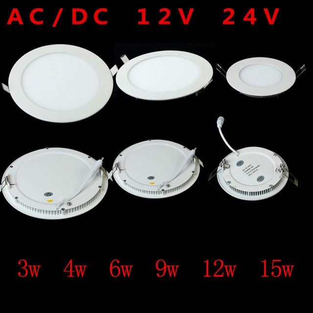 Led Downlight Recessed Kitchen Bathroom Lamp AC12V/24V 3W 4W 6W 9W 12W 15W 25W Round LED Ceiling Panel light