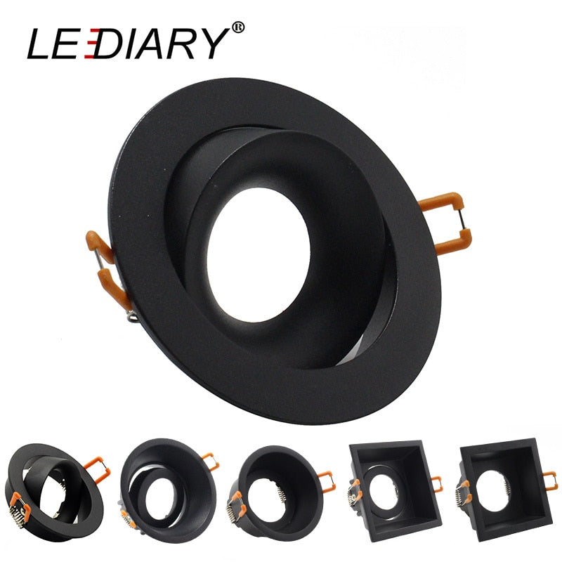 LEDIARY Black LED Downlight Fitting 90-265V Recessed Ceiling Spot Lamp Frame GU5.3 GU10 E27 Bulb Changeable 75MM 90MM Cut Hole