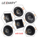 LEDIARY Black LED Downlight Fitting 90-265V Recessed Ceiling Spot Lamp Frame GU5.3 GU10 E27 Bulb Changeable 75MM 90MM Cut Hole