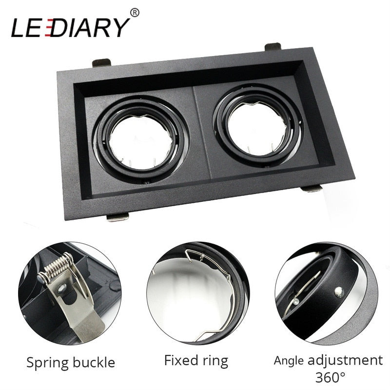 LEDIARY Black LED Downlight Fitting 90-265V Recessed Ceiling Spot Lamp Frame GU5.3 GU10 E27 Bulb Changeable 75MM 90MM Cut Hole