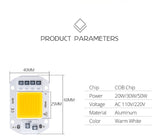 COB LED Light Matrix 220V 3W 5W 7W 9W 12W 15W 20W 30W 50W LED Diode Array Spotlight Floodlight Downlight Source Warm/Cold White