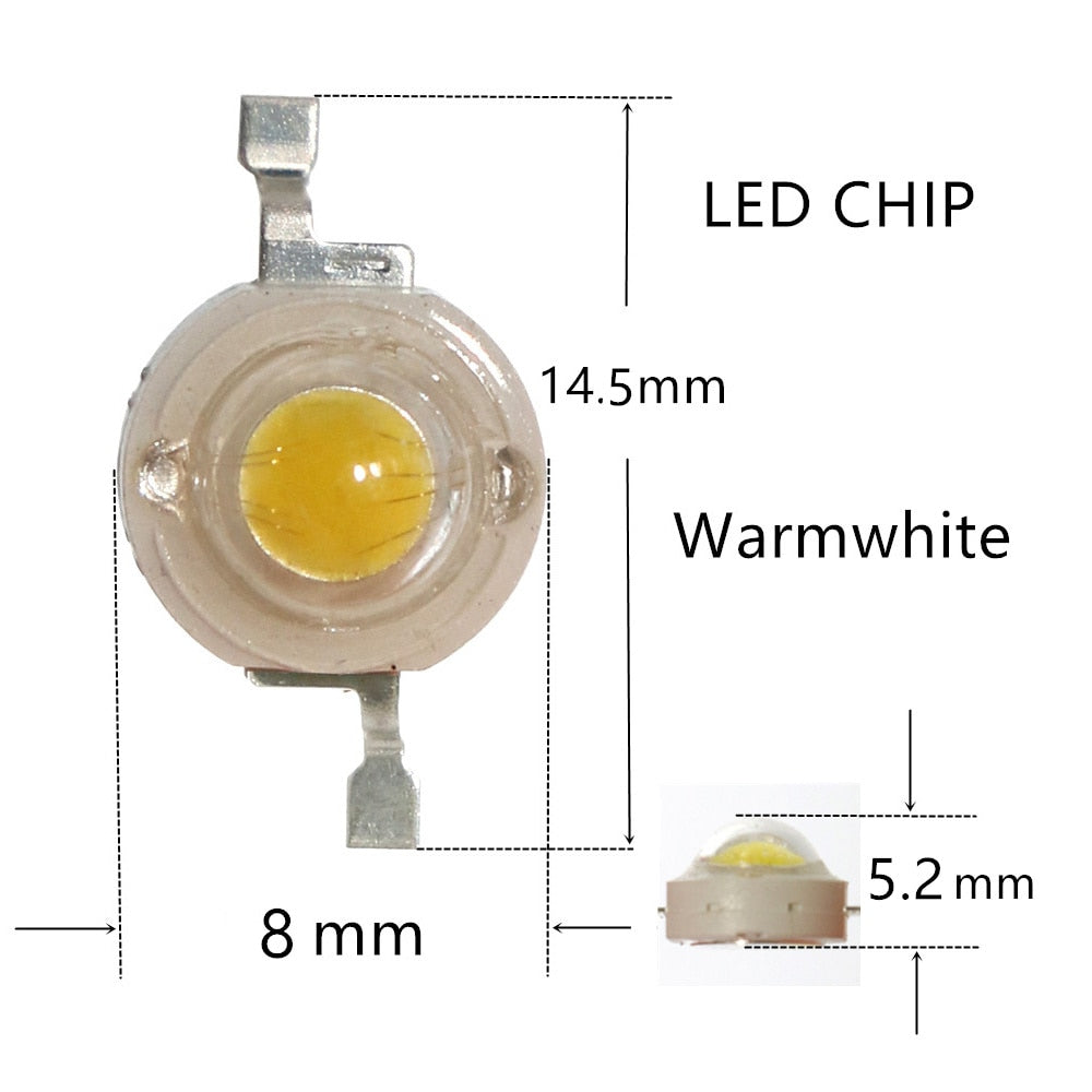 High Power 1000pcs 1W 3W 5W  DC 3.2-3.6V LED Beads Light Diode LED Chip SMD Warm White Module For SpotLight Flashlight Downlight
