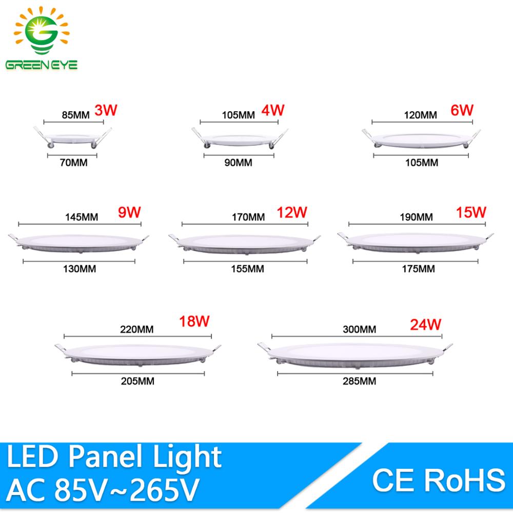 LED Ultra thin Downlight lamp 24W 18W 12W 9W 6W 3W AC110V 220V led ceiling recessed grid downlight slim round square panel light