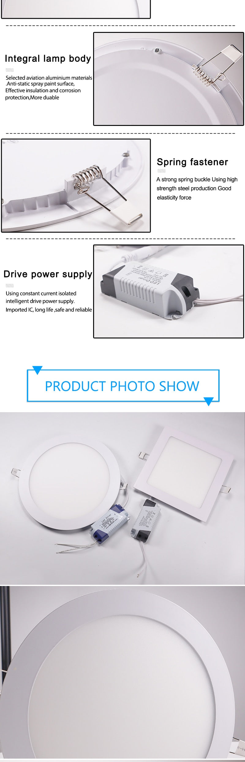 LED Ultra thin Downlight lamp 24W 18W 12W 9W 6W 3W AC110V 220V led ceiling recessed grid downlight slim round square panel light