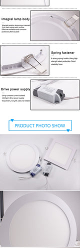 LED Ultra thin Downlight lamp 24W 18W 12W 9W 6W 3W AC110V 220V led ceiling recessed grid downlight slim round square panel light