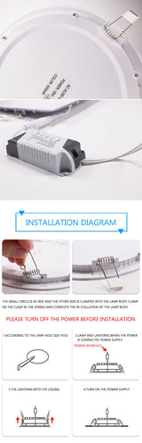 LED Ultra thin Downlight lamp 24W 18W 12W 9W 6W 3W AC110V 220V led ceiling recessed grid downlight slim round square panel light