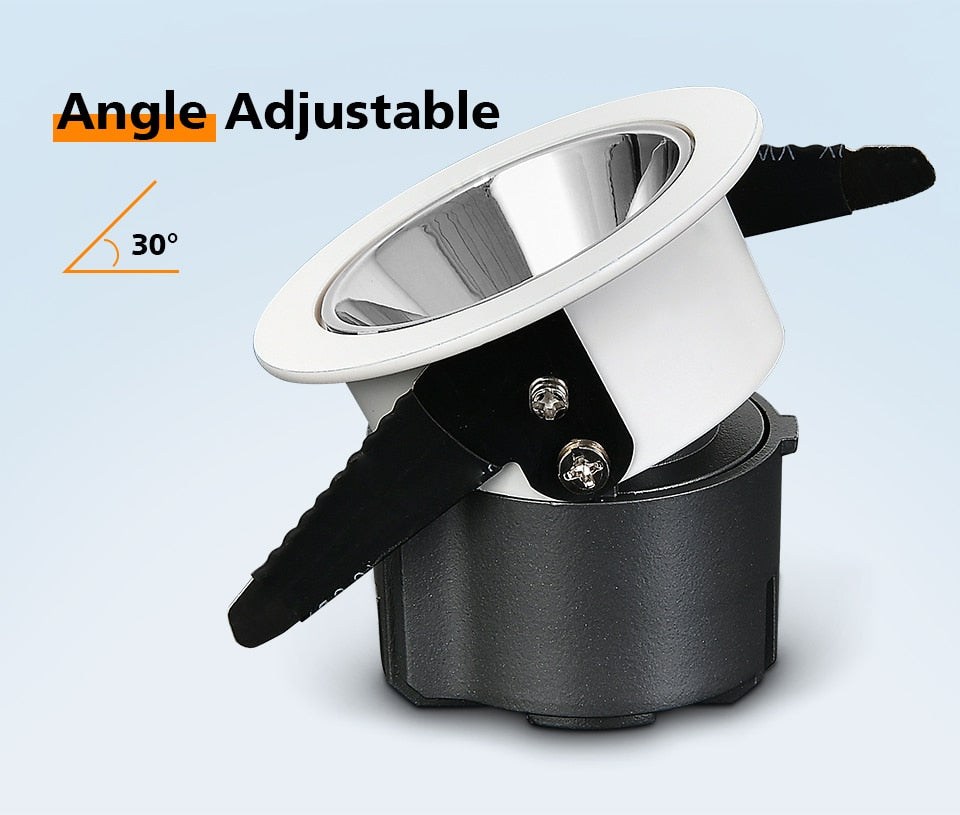 DBF Anti-Glare Ceiling Spot Light 7W 12W 15W 18W Black/White/Gold/Silver Reflector Hotel Wall Washer Dimmable Embedded Downlight