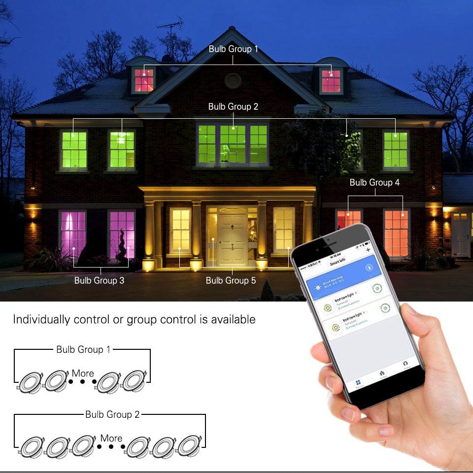 Tuya Zigbee Smart LED Downlight RGBCW 3.5/4inch Recessed Downlight Dimmable Compatible SmartThings Echo Plus Google Home Hue Hub