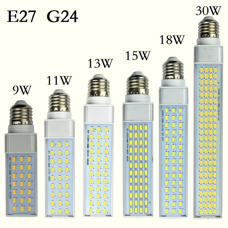 Brand New LED Lampada G24 E27 9W 11W 13W 15W 18W 30W LED downlight Horizontal Plug lamp Light Bombillas led Corn Bulbs Spotlight