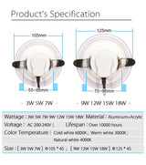 LED Downlight 5W 9W 12W 15W 18W New Fashion Recessed Round Ceiling Lamp AC 220V 230V 240V Indoor Lighting Warm White Cold White