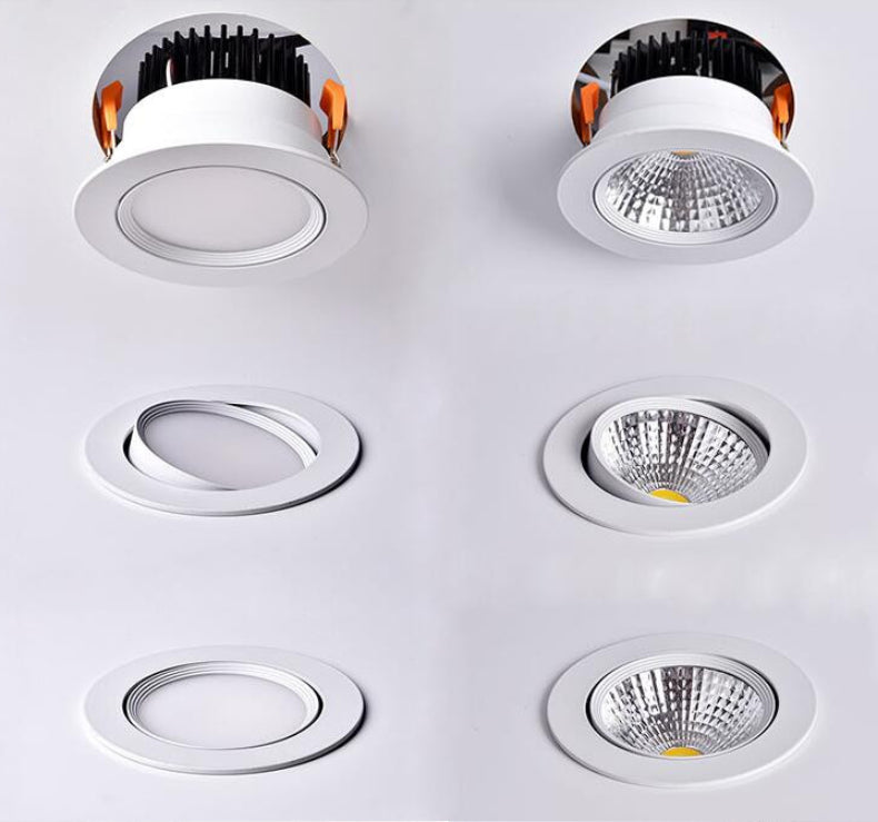 round Dimmable Recessed LED Downlights 3w 5W 7W 9W 12W 15W 18W COB LED Ceiling Lamp Spot Lights AC110-220V LED Lamp