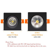 IP65 Waterproof LED spot light 15w 12w 9w 7w Square downlight led Recessed Ceiling lamp For Balcony Bathroom lighting lights