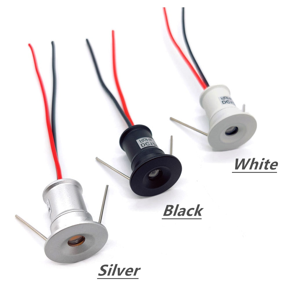 Mini LED Downlight 1W 12V IP65 Spotlight Stair Ceiling Light Black White Silver Shell Spot light Cabinet Lights with Transformer