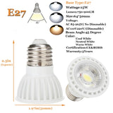 Dimmable LED Spotlight E26 E27 GU10 MR16 15W COB Light Bulbs 45° Beam Angle 110V 220V DC12V for Home Office Table Lamp Downlight