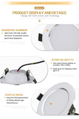 Dimmable Driverless Waterproof LED Ceiling Downlights Light 1pcs 5w 7w 9w 12w 15w 110V 220V LED Downlight Lamp for Home/Outdoor
