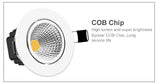 DBF 4 Colors Dimmable Recessed LED COB Downlight 6W 9W 3000K/4000K/6000K Decoration Ceiling Spot Lamp AC 110V 220V for Kitchen