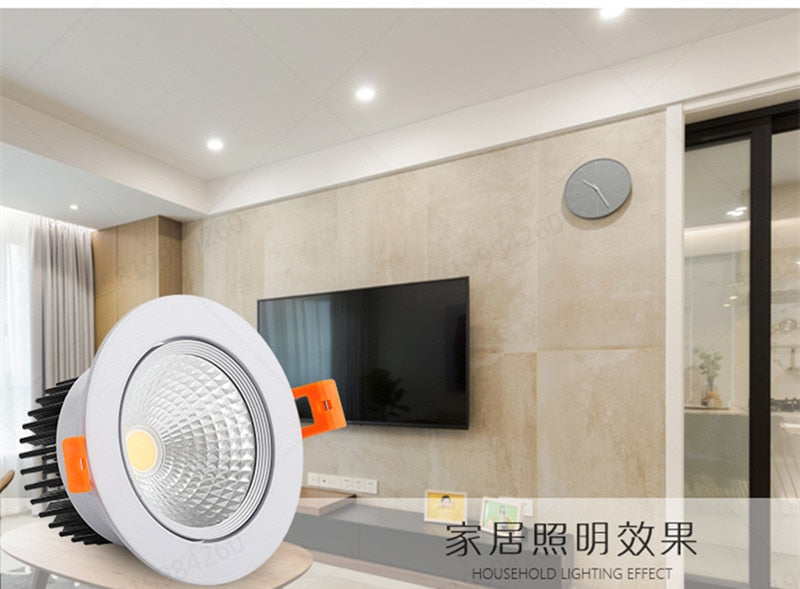 Round Dimmable Recessed LED Downlights 5W 7W 9W 12W 15W 18W COB LED Ceiling Spot Lights AC110-220V Warm Cold White LED Lamp