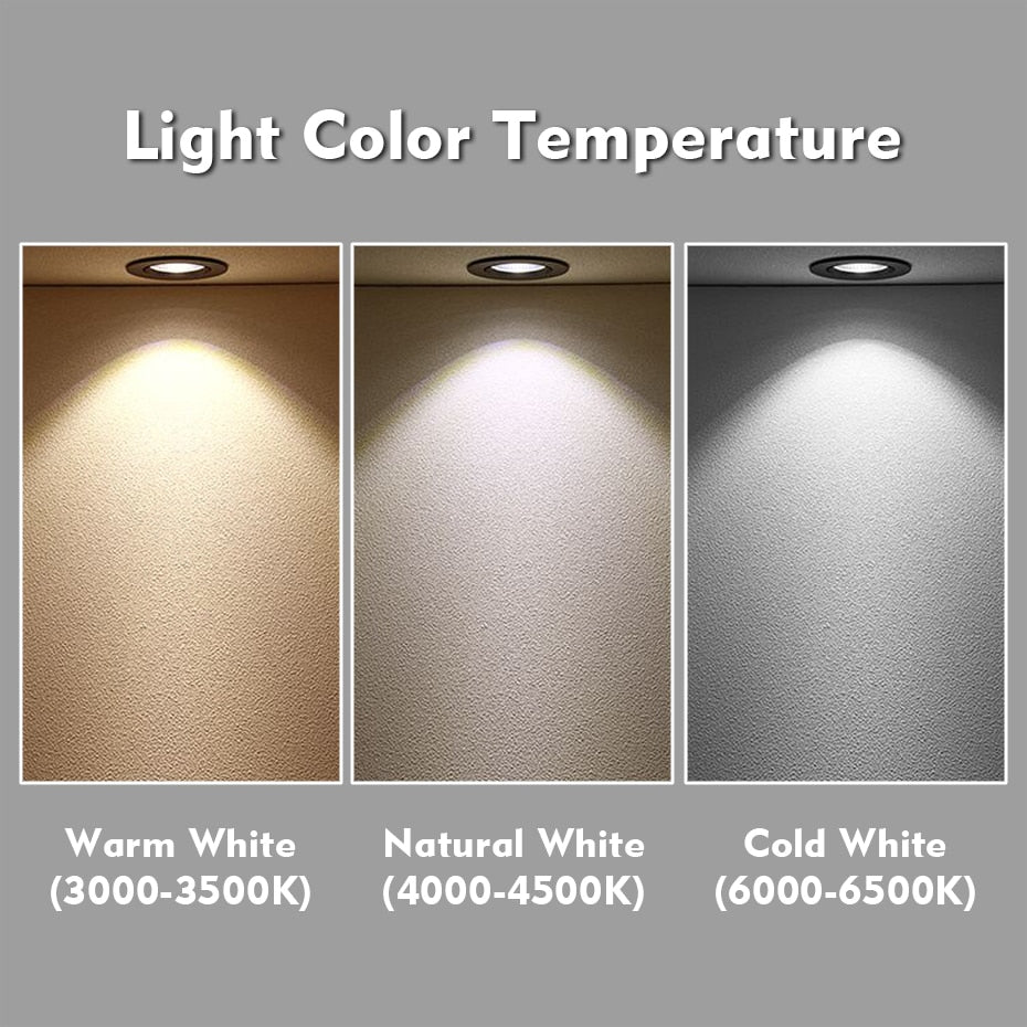 DBF 4 Colors Dimmable Recessed LED COB Downlight 6W 9W 3000K/4000K/6000K Decoration Ceiling Spot Lamp AC 110V 220V for Kitchen