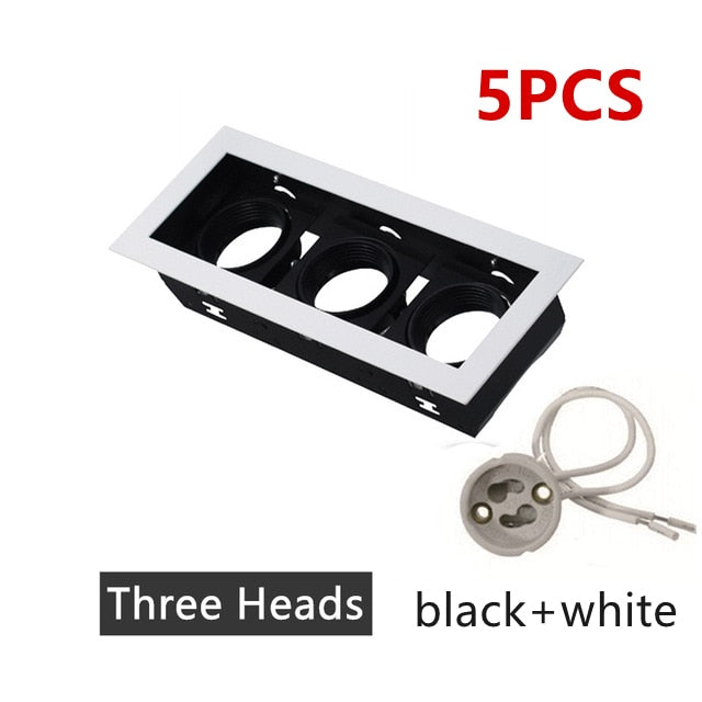 Recessed Square LED Grill Downlight Base Ceiling Mount Adjustable Frame Bracket GU10 MR16 Lamp Holder Spot Light Fitting Fixture