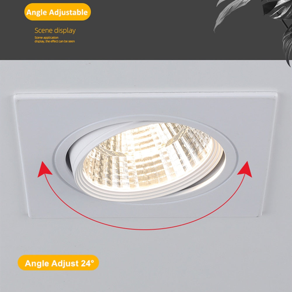 Round/Square Recessed LED Dimmable Downlight COB 6W 9W 12W 15W LED Spot Light LED Decoration Ceiling Lamp AC 110V/220V