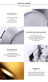 KARWEN LED Downlight 5W 7W 9W 12W 15W silver body Ceiling light Cold Warm white led light AC 220V 230V 240V for Living room