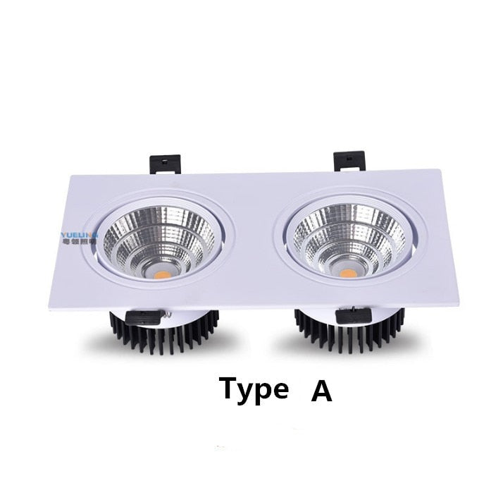 Dimmable Double AC85V-265V 2x7W 2x9W 2x12W 15W Ceiling Downlight Epistar LED Lamp Recessed Spot Light For home illumination