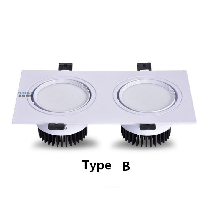 Dimmable Double AC85V-265V 2x7W 2x9W 2x12W 15W Ceiling Downlight Epistar LED Lamp Recessed Spot Light For home illumination