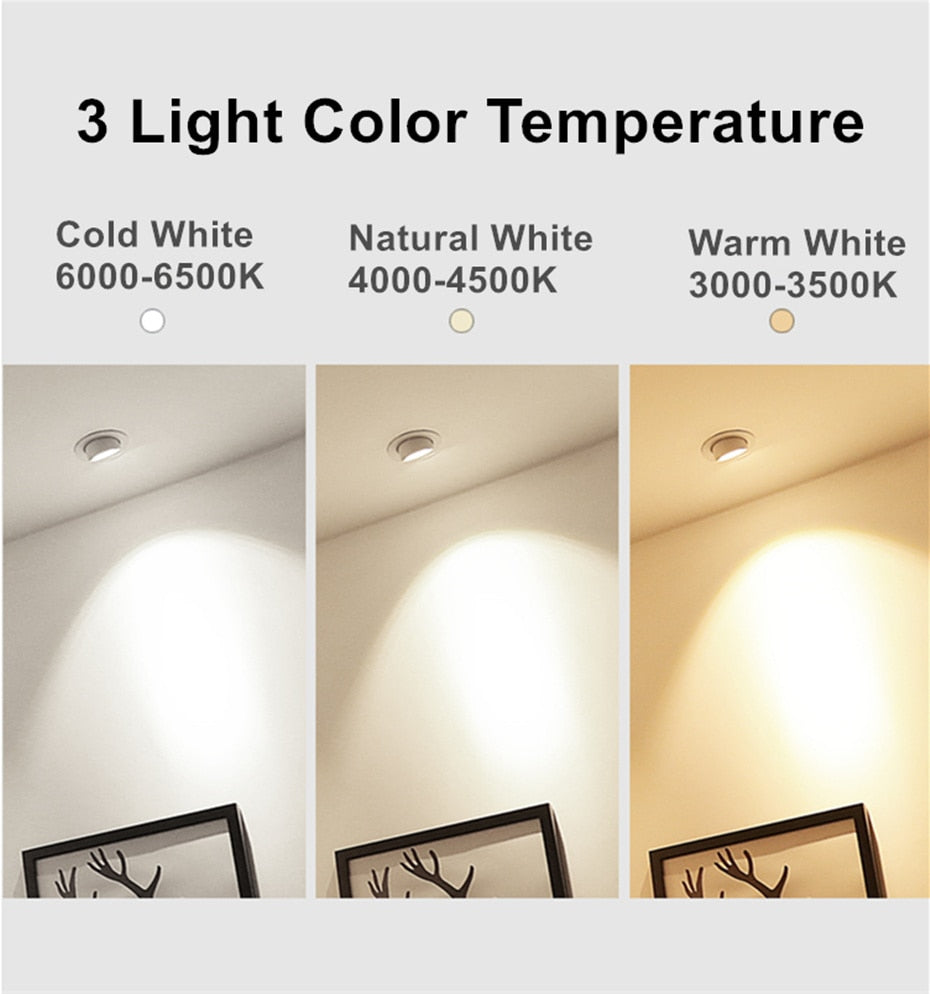 LED Downlight dimmable 7W 10W 15W 20W adjustable 360 Degree Recessed LED Ceiling Spot Light  AC110V 220V Trunk downlight LED