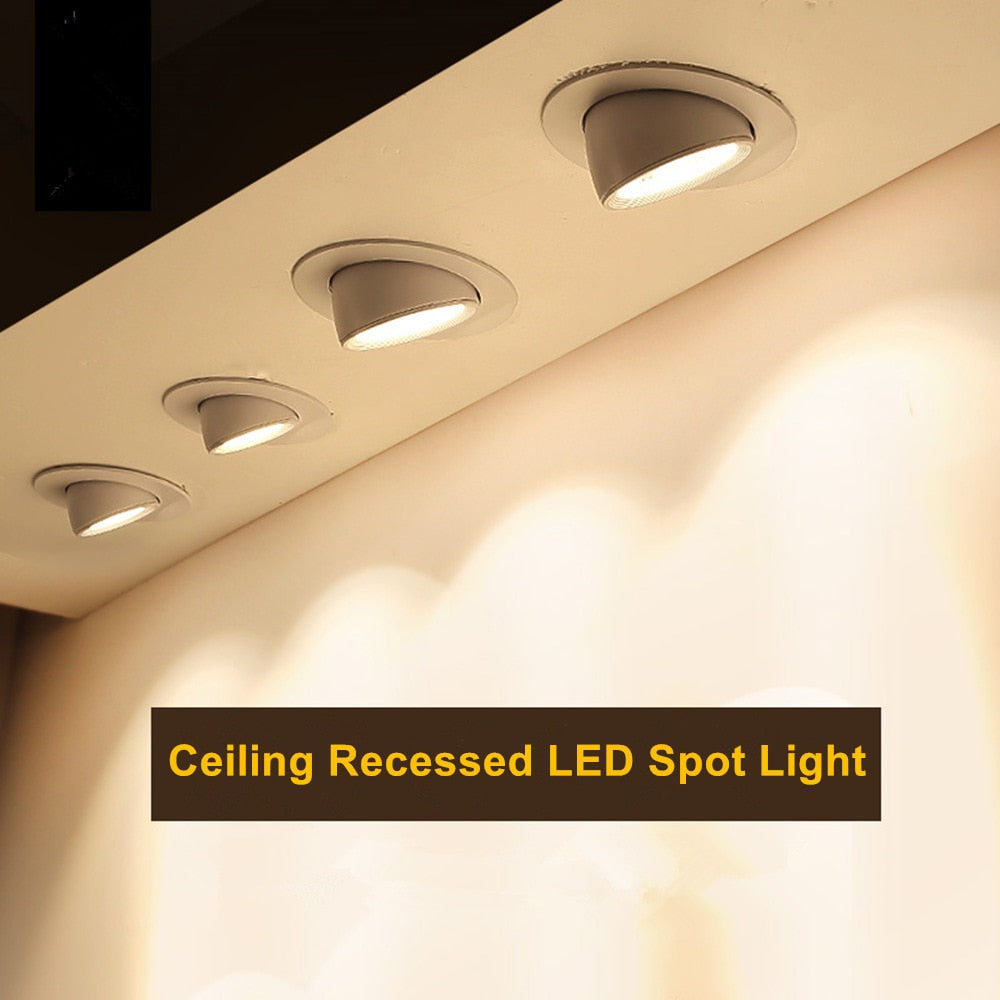 LED Downlight dimmable 7W 10W 15W 20W adjustable 360 Degree Recessed LED Ceiling Spot Light  AC110V 220V Trunk downlight LED