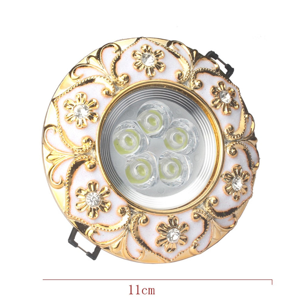  Luxury Diamond-Encrusted Gold Garland Led Downlights 3W 5W 7W For Hallway Foyer Dining Room 220V Recessed Lamp Spotlights