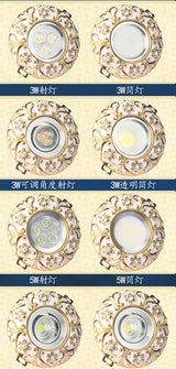  Luxury Diamond-Encrusted Gold Garland Led Downlights 3W 5W 7W For Hallway Foyer Dining Room 220V Recessed Lamp Spotlights