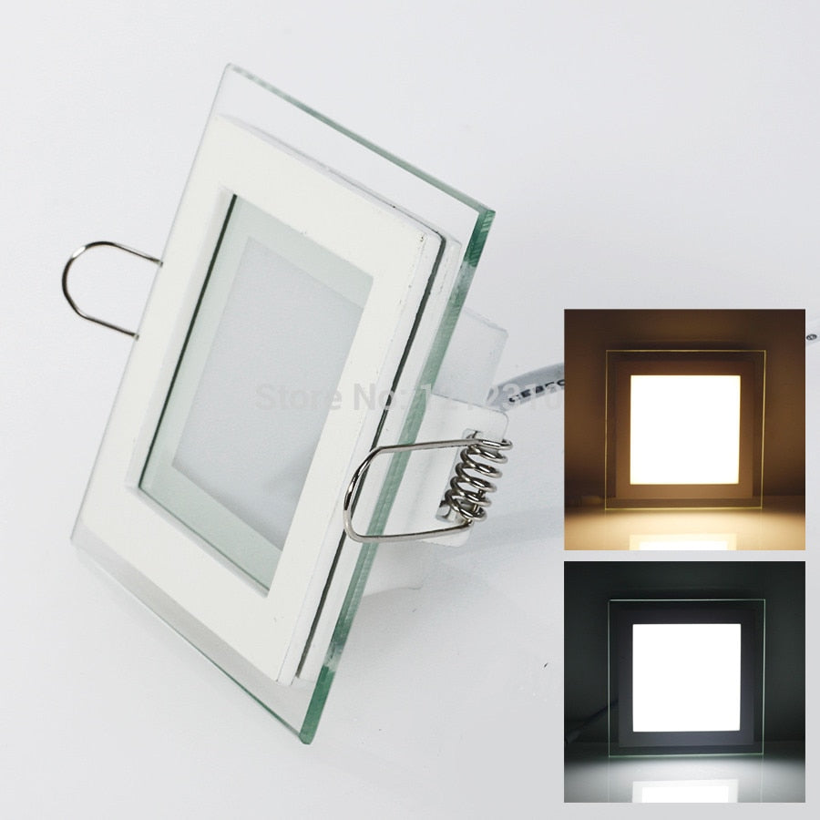 Led 6W/9W/12W/18W Glasses Square Panel Recessed Wall Ceiling Downlight AC85-265V White/Cool White Indoor Light