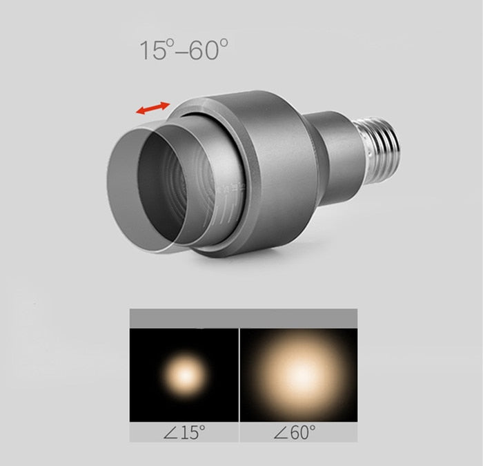 Dimmable E27 par20 LED light Zoom Spotlight Angle adjustment cob ceiling 7w 12w dining/living room bar cafe LED downlight
