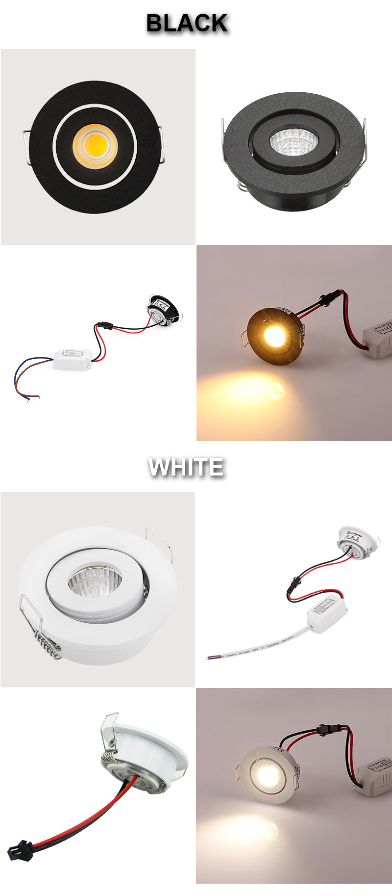 Led 3W Downlight White/Black/Golden/Silver Body Dimmable Spot COB LED mini ceiling light Indoor LED Spot Lighting