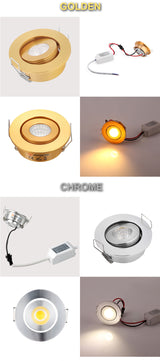 Led 3W Downlight White/Black/Golden/Silver Body Dimmable Spot COB LED mini ceiling light Indoor LED Spot Lighting