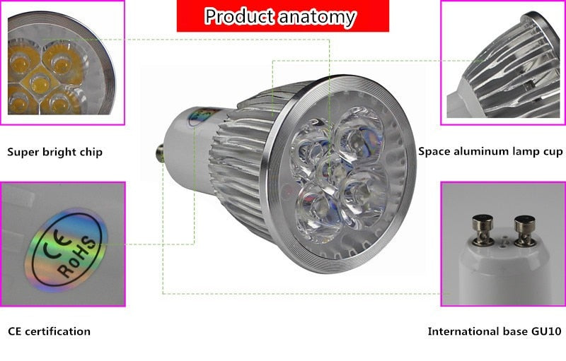Bright 9W 12W 15W GU10 MR16 LED Bulbs Light 12V 110V 220V Dimmable GU10 Led Spotlights Red Green Blue Yellow White LED downlight
