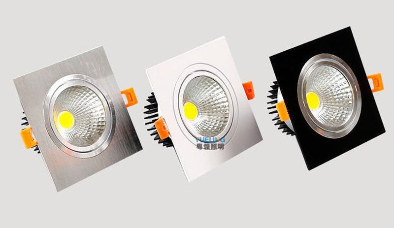 Square Dimmable Recessed LED Downlights 7W 9W 12W 15W COB LED Ceiling Spot Lights AC110-220V Warm Cold White LED Indoor Lighting