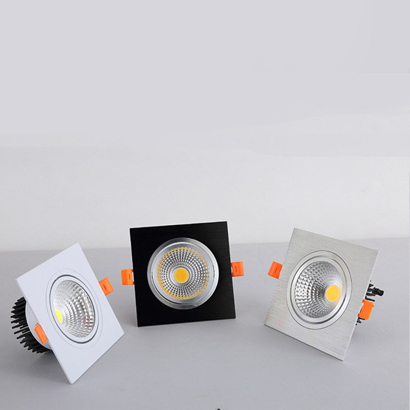 Square Dimmable Recessed LED Downlights 7W 9W 12W 15W COB LED Ceiling Spot Lights AC110-220V Warm Cold White LED Indoor Lighting