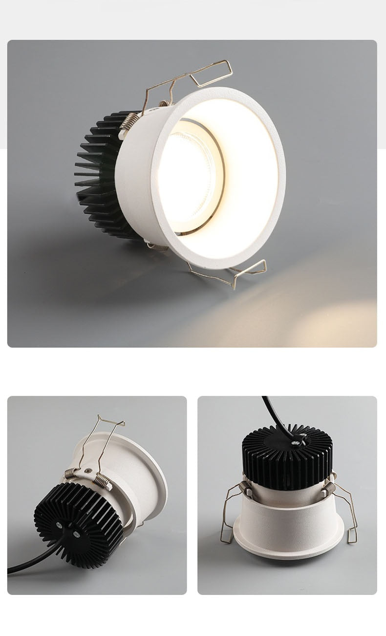 Dimmable Narrow Border Embedded Anti-Glare COB Ceiling Recessed Downlight 7W 12W 20W LED Wall Wash Light Hotel Villa Lighting