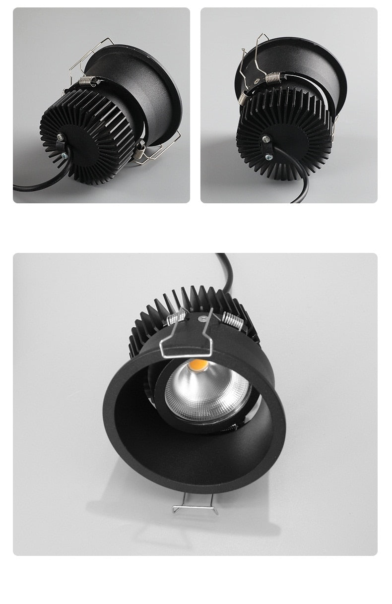 Dimmable Narrow Border Embedded Anti-Glare COB Ceiling Recessed Downlight 7W 12W 20W LED Wall Wash Light Hotel Villa Lighting