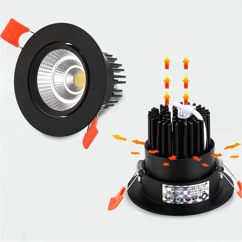 High Brightness Dimmable Recessed LED Downlights 9W 12W 15W COB LED Ceiling Spot Lights 110-240V LED Ceiling Lamps Indoor Lighting