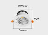 High Brightness Dimmable Recessed LED Downlights 9W 12W 15W COB LED Ceiling Spot Lights 110-240V LED Ceiling Lamps Indoor Lighting