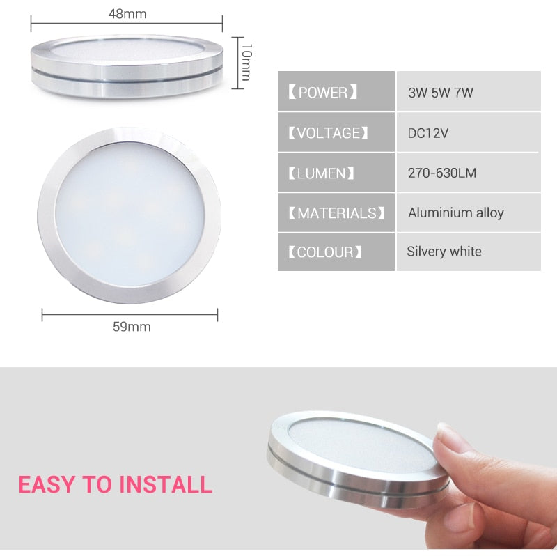 Cabinet Spotlight Household Ultra-thin 9mm Showcase Surface Mounted LED Panel Light DC12V Kitchen Furniture Mini Small Downlight
