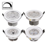 Dimmable LED Downlight 3W 4W 5W 7W Spot LED 110V 220V Recessed Linghting Silver house Pure Nature / Daylight Warm White